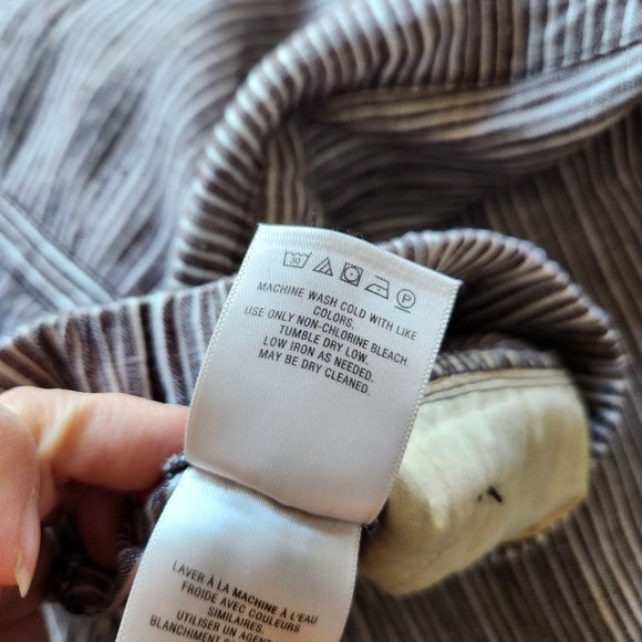 Hei Hei Anthropologie Coastal Striped 100% Linen Pull On Crop Pants Pocket - Picture 8 of 8